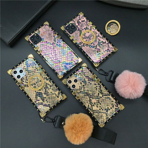 Image of Samsung Galaxy S20 Ultra S21 Plus Note 20 Ultra 10 9 8 S10 Plus S8 S9 A51 A50 A71 A70 Luxury Glitter Snake Cover Square Case