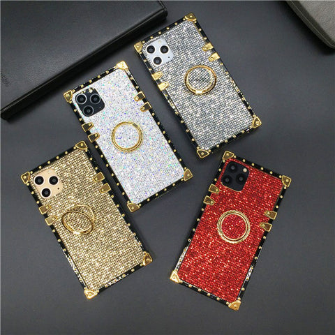 Image of iphone 12 MINI PRO MAXLuxury Bling Glitter Cover for X XS MAX XR 6 6S Plus Soft Square Phone Case for iphone 11 PRO MAX 7 8 Plus Coque