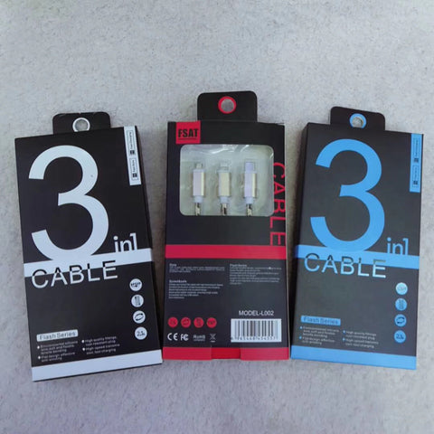 Image of 3 in1 2A Fast Charging Braided Cable for iPhone Android Type C