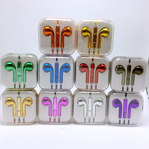 Image of Electroplated iPhone iPad Earbuds with Volume Control & Mic 3.5mm