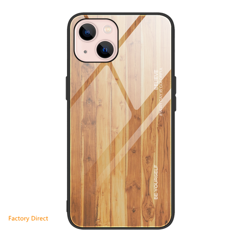 Image of Wood grain design tempered glass phone case back cover for Oneplus