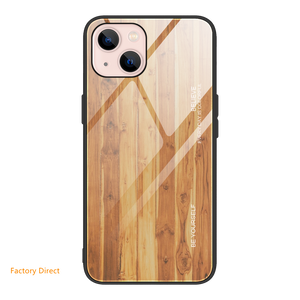 Wood grain design tempered glass phone case back cover for Oneplus