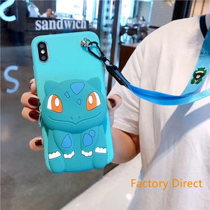 Samsung A11 21S  A31 A71 phone case GalaxyA5 A6 A9 A10S A20S A12 A22 A32 A42 A52  pop mon go casing with card wallet change purchase key card bag with cross body strap back cover