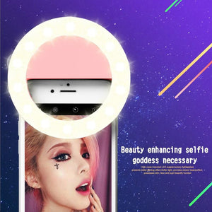 RK14 LED Selfie Ring Light with 3 Brightness Modes 33 LEDs Rechargeable Battery