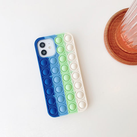 Image of Rainbow Phone Case For iPhone 12 11 Pro Max X XS Max XR 10 7 8 Plus SE 2020 Relive Stress Fidget Toys Bubble Soft Silicone Cover