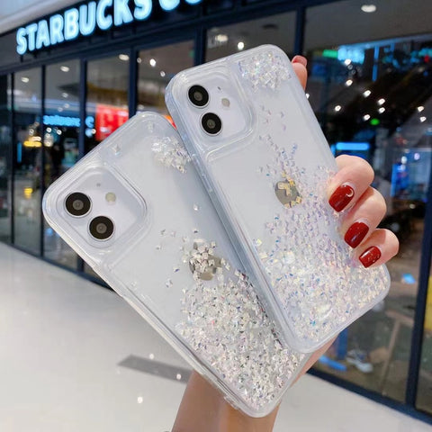 Image of iPhone 12 11 Pro Max luxury shining Casing popular Diamond glitter liquid quicksand phone case For apple X XR XS Max SE 2020