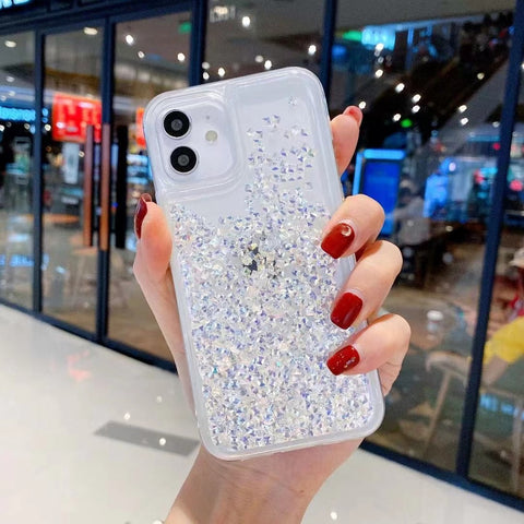 Image of iPhone 12 11 Pro Max luxury shining Casing popular Diamond glitter liquid quicksand phone case For apple X XR XS Max SE 2020