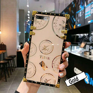 Luxury Time Pattern Square Phone Case for Samsung A10 A20 A30 A50 A70 A12 A10S A20S A71 A01 A41 Coque Bling Ring Holder Cover