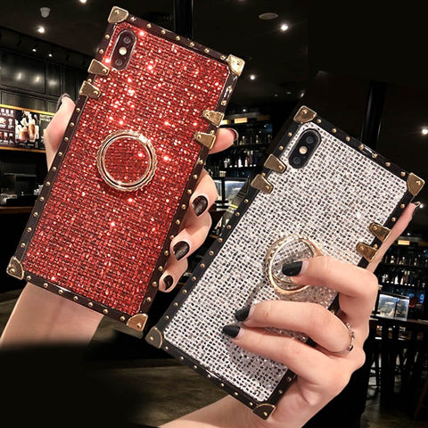 Image of iphone 12 MINI PRO MAXLuxury Bling Glitter Cover for X XS MAX XR 6 6S Plus Soft Square Phone Case for iphone 11 PRO MAX 7 8 Plus Coque