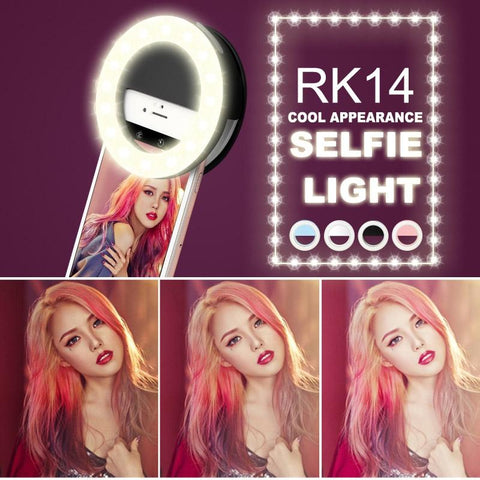 Image of RK14 LED Selfie Ring Light with 3 Brightness Modes 33 LEDs Rechargeable Battery