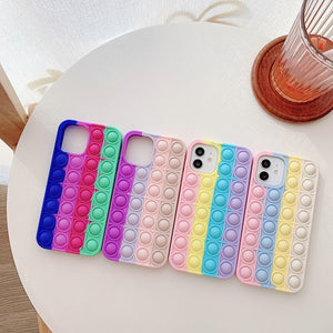 Rainbow Phone Case For iPhone 12 11 Pro Max X XS Max XR 10 7 8 Plus SE 2020 Relive Stress Fidget Toys Bubble Soft Silicone Cover