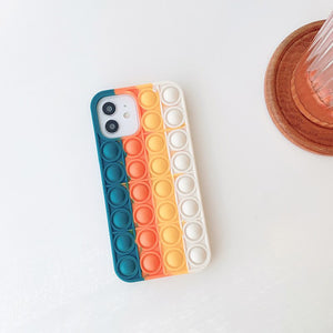 Rainbow Phone Case For iPhone 12 11 Pro Max X XS Max XR 10 7 8 Plus SE 2020 Relive Stress Fidget Toys Bubble Soft Silicone Cover