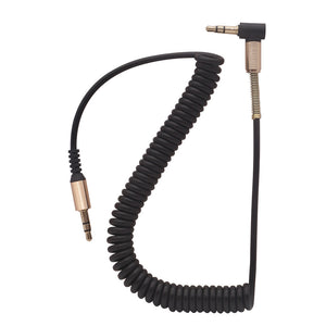 spring aux cables with 90 degree right angle 3.5 mm male to male audio cord