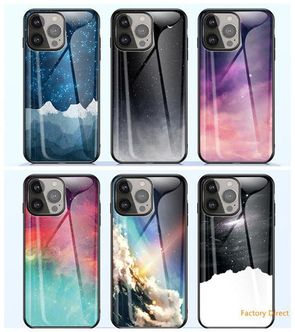 Image of Stars Sky design Tempered Glass phone Case For Motorala MOTO models