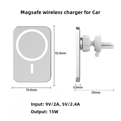 Image of 15W Magsafe Wireless charger use in car air vent holder for mobile phones