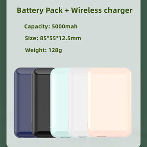 15W fast charging Wireless charger with 5000MAH Battery Pack for mobile phones