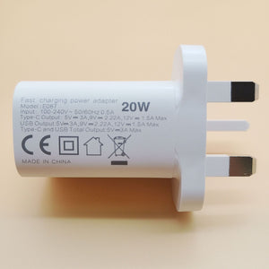 20W PD USB C phone Charger UK standard with CE Certificate UK regulations