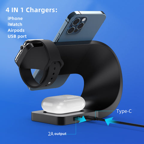 Image of NEW 4in1 design Fast Wireless Charger for new apple iPhone iWatch airpods USB charging port