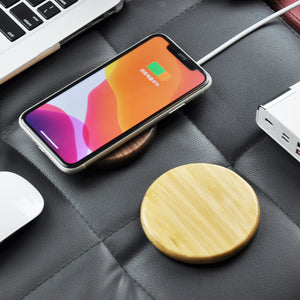 Wood bamboo 15W Fast Charging Wireless Charger for mobile phones
